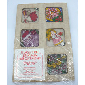 Vintage 1980 Current Glass Tree Trimmer Assortment 5 Glass Ornaments